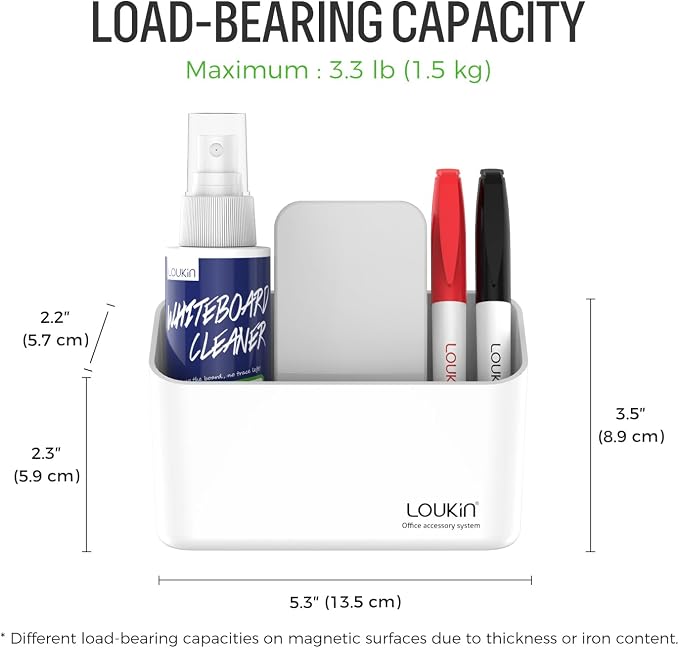 loukin Magnetic Marker Holder Set, Dry Erase Marker Holder, Dry Erase Accessory Tray Set (Includes 1 Eraser, 1 Cleaner, 2 Dry Erase Markers), Ideal for Office, School or Home Use(White)
