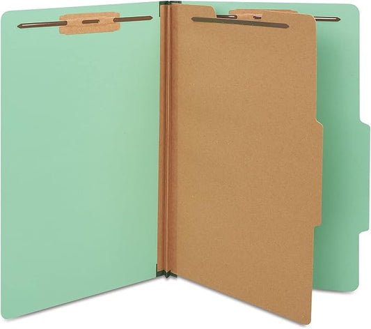Staples Colored Pressboard Classification Folder, Legal Size, 1 Partition, Green, Durable Construction, 20/Pack