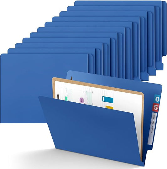 Skyygemm 24 Pack Large Classification Folders, 1 Divider Pressboard File Folder with Fasteners, Expanding File Organizer Bulk for School Teachers, Office Employee, Coworker, Staff(Blue)