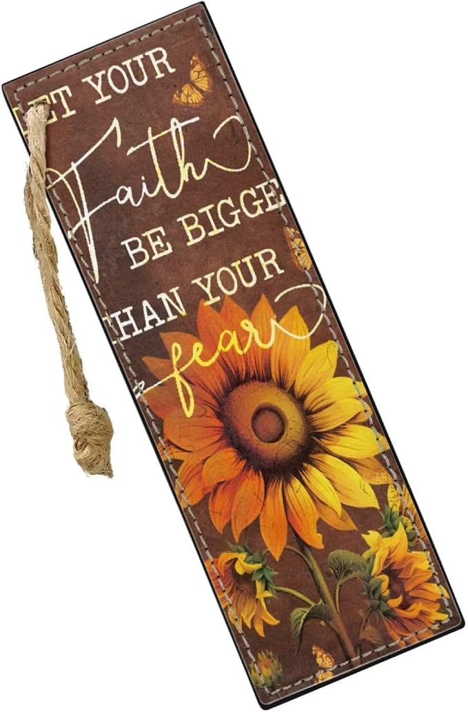 Bookmark 2 PCS Leather Bookmarks for Women, Men, Book Lovers, Autumn Sunflowers Page Markers for Students Teachers