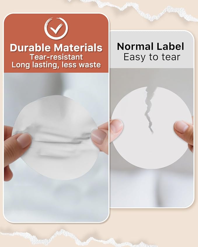 iEager 3 Inch Circle Thermal Sticker Labels, Self-Adhesive Round Direct Thermal Label, Multi-Purpose Roll Thermal Stickers, 500 Labels, White