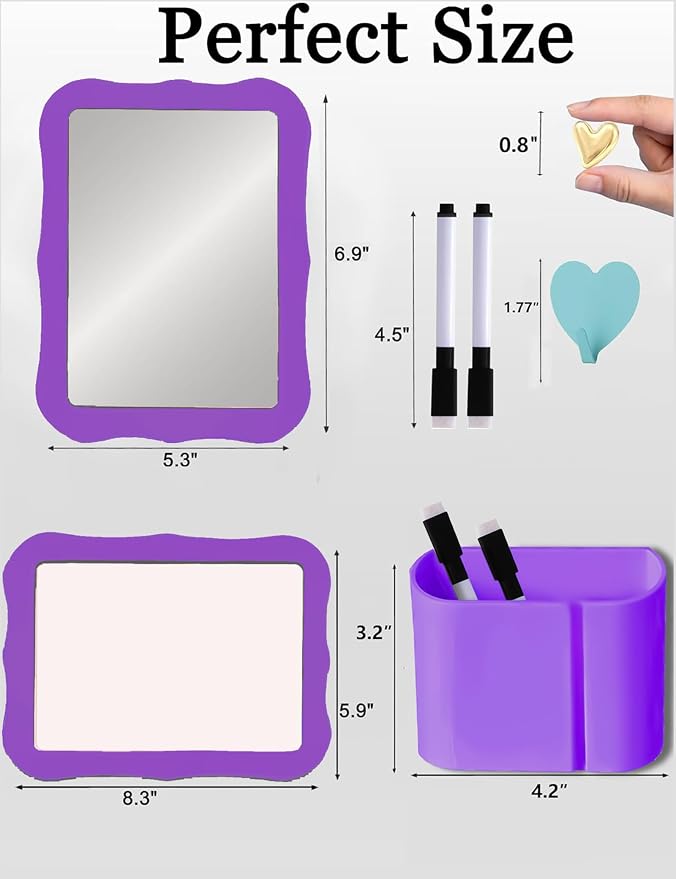 14 PCS Locker Accessories Kit for Girls, Back to School Essentials Supplies, Locker Organizer Stuff for School Office Work, Includes Magnetic Mirror, Dry Erase Board, Pen Holder and More, Purple