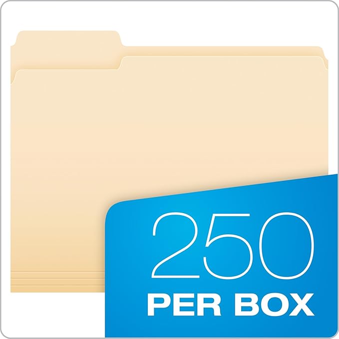 Pendaflex File Folders,Letter Size,1/3 Cut,Manila,250 per Box (752250),(Pack of 2)