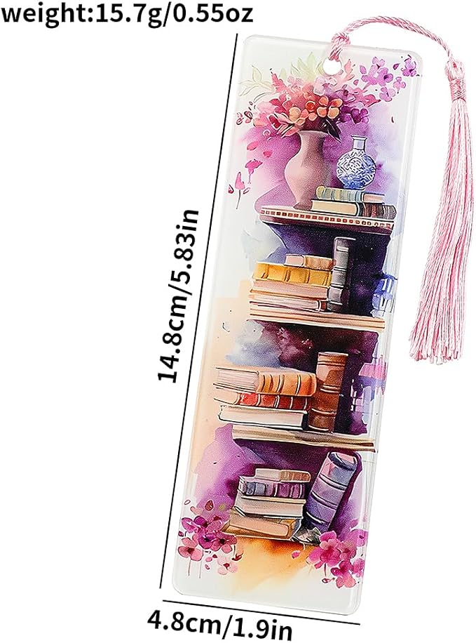 Colorful Art Flower Bookshelf Bookmark - Romantic Artsy Vibe Bookmarks, Perfect Reading Gift for Book Lovers, Bookworms and Friends (2pcs/Set B)