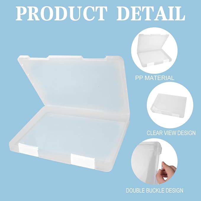 12 Pcs Clear A4 A5 File Box Document Plastic Storage Box with 48 Labels File Holder Organizer Box Paper Plastic Case Magazine Protector with Buckle Office School Supplies(White)