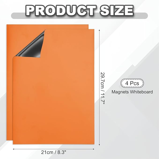 PATIKIL Dry Erase Board, A4 4 Pack Magnets Whiteboard Fridge Calendar to Do List Magnetic Board Office Supplies for Home Kitchen Refrigerator Desk Wall, Orange