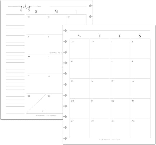BetterNote July 2026 - June 2027 Academic HOURLY Calendar for Disc Notebook, Fits Levenger Circa, Big Happy Planner, Staples Arc, TUL, Discbound (11-Disc, 8.5"x11", Modern)