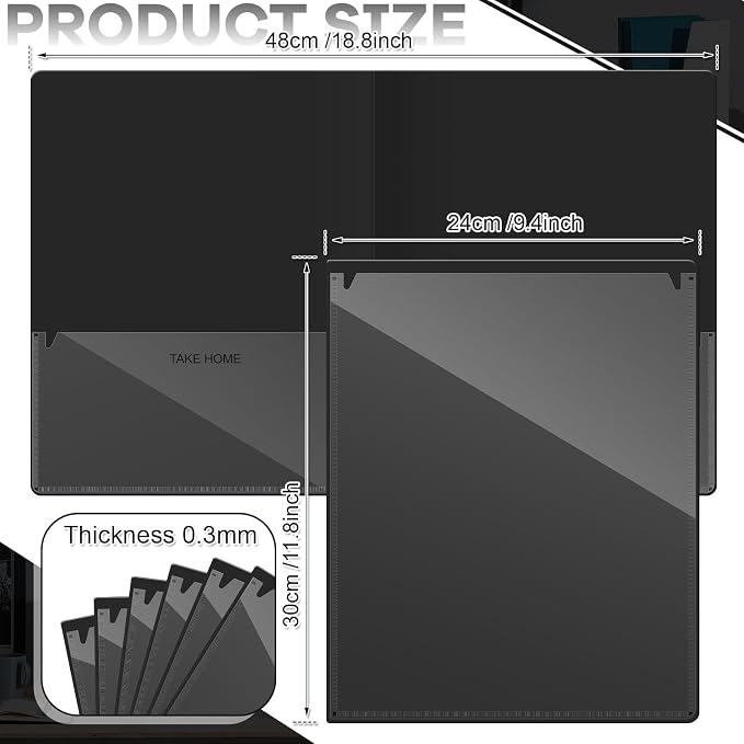 Henoyso 24 Pcs Folders with Pocket School to Home Folder Heavy Duty 2 Pocket Homework Folders with Clear Front Pockets for School Students Parent Teacher Communication (Black)