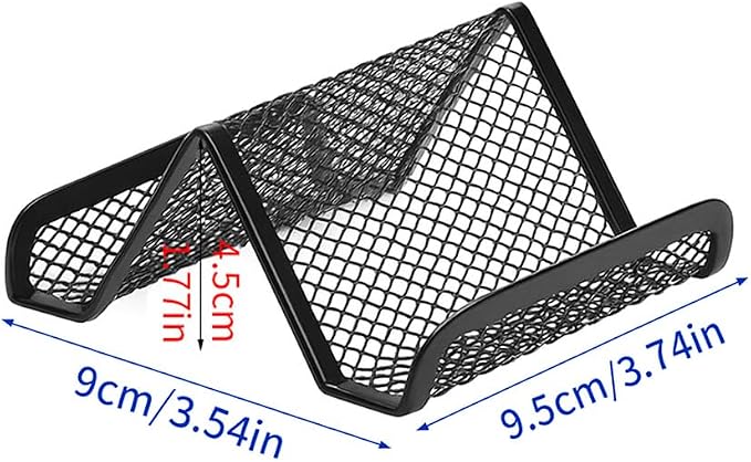 Mesh Business Card Holder for Desk | Double Sided Black Business Card Holders for Desk | Metal Business Card Holder for Offices, Meeting Room, Reception | Office Accessories for Men & Women
