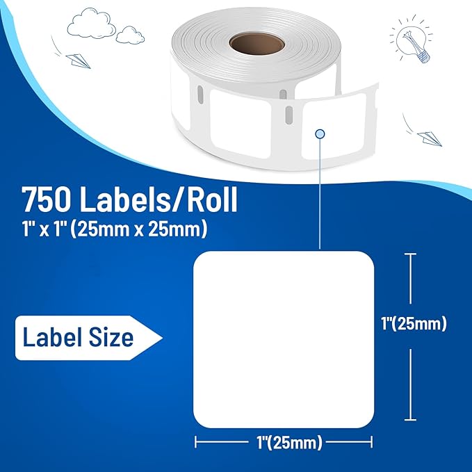 L LIKED 7500 Compatible DYMO 30332 Square Label 1" x 1" for QR Codes, Multipurpose Labels, Compatible with Zebra & DYMO 4XL (10 Rolls)