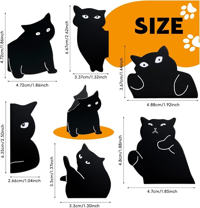 Qualsen Magnetic Bookmarks, 6 pcs Cute Bookmarks for Women, Men, Kids – Ideal Reading Accessories and Gifts for Book Lovers （Black Cute Cat）