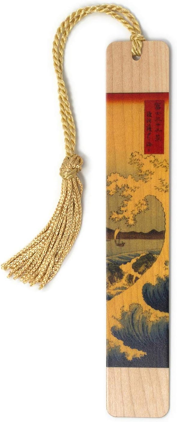 The Sea at Satta by Hiroshige Personalized Wooden Bookmark | Custom Japanese Ukiyo-e Woodblock Print Gift for Art Lovers, Collectors, Readers & Japanese Art Enthusiasts | Handmade in the USA