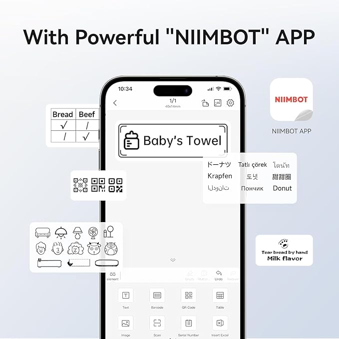 NIIMBOT Label for B1/B21/B3S Label Printer, 1.57" X 1.18" (40x30mm), 230 Labels/Roll, Thermal Sticker for Kitchen Jar/Bakery/Grocery/Barcode/Address/Clothing/Small Business, White