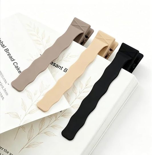 Book Marks for Reading, 3 Pack Silicone Automatic Bookmarks Clips, Book Markers Page Holder Tracker, Book Lover Gifts, Book Club Bookish Office Gifts for Teachers, Readers, Women, Men, Kids