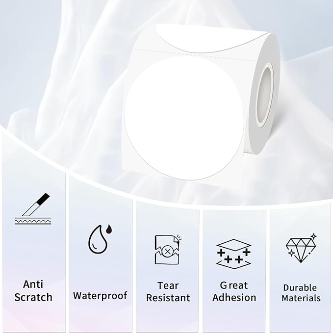 3 Inch Circle Thermal Sticker Labels, Self-Adhesive Round Direct Thermal Labels for Business, 200 Sheets/1 Roll