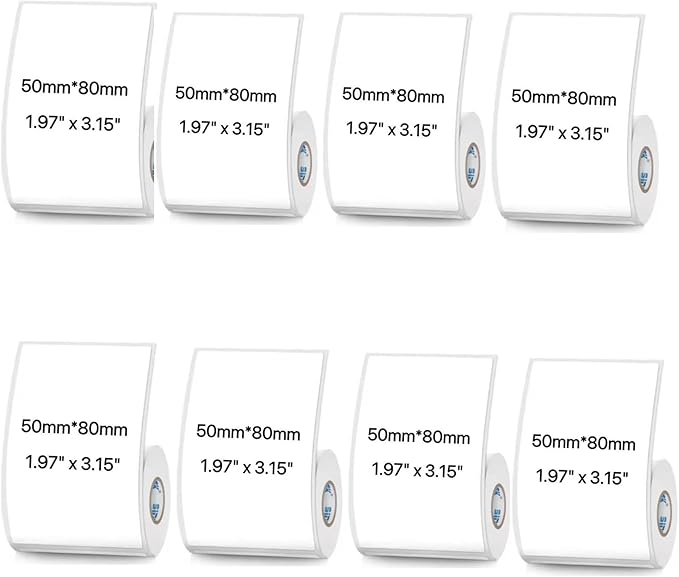 White Thermal Labels Compatible with Phomemo, Marklife for Barcode, Price Tags, Shipping & Logo Design (8, 1.97" x3.15" 95pcs/Roll)