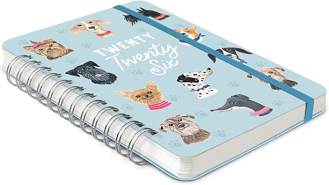 Orange Circle Studio Academic Planner 2025-2026, Doggone Cute, 17-Month, August 2025 to December 2026, 8.78" x 6.1", Wire-O Bound, Dotted Grid Week-Per-Spread View, To-Do Lists, Budget & Goal Trackers