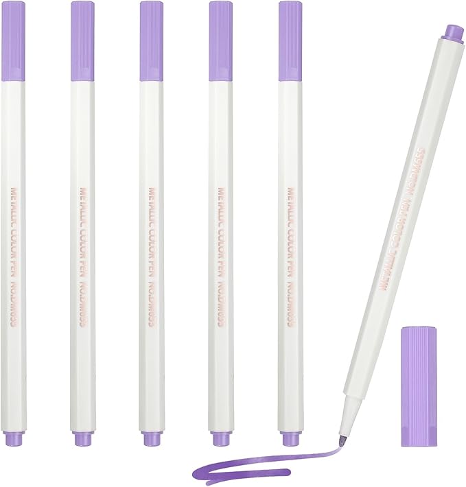 PATIKIL Metallic Marker Pens, 6Pcs Permanent Markers Medium Tip Quick Dry Paint Pen on Plastic Wood Stone Glass Canvas DIY Crafts Art Supplies for Drawing Writing Marking, Purple