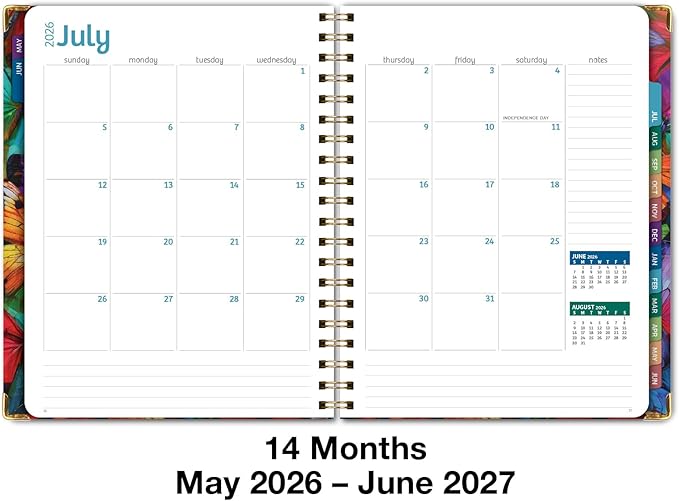 HARDCOVER Academic Year 2026-2027 Planner: 14 Months (May 2026 Through June 2027) 8.5"x 11" Daily Weekly Monthly Planner Yearly Agenda. Bookmark, Pocket Folder and Sticky Note Set (Colorful Butterflies)