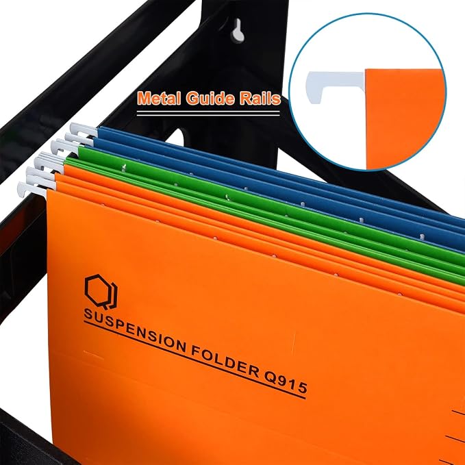 A4 Hanging File Folders, 25 Pcs Recycled Card File Folders for Filing Cabinet with Tabs and Card Inserts, Hanging Files Storage Folders for Office and School, Orange
