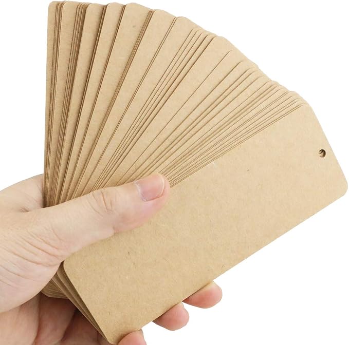 120 Pcs Kraft Paper Blank Cardstock Bookmarks, Paper Bookmarks with 100 Pieces Colorful Tassels for DIY Classroom Projects and Gifts Tags