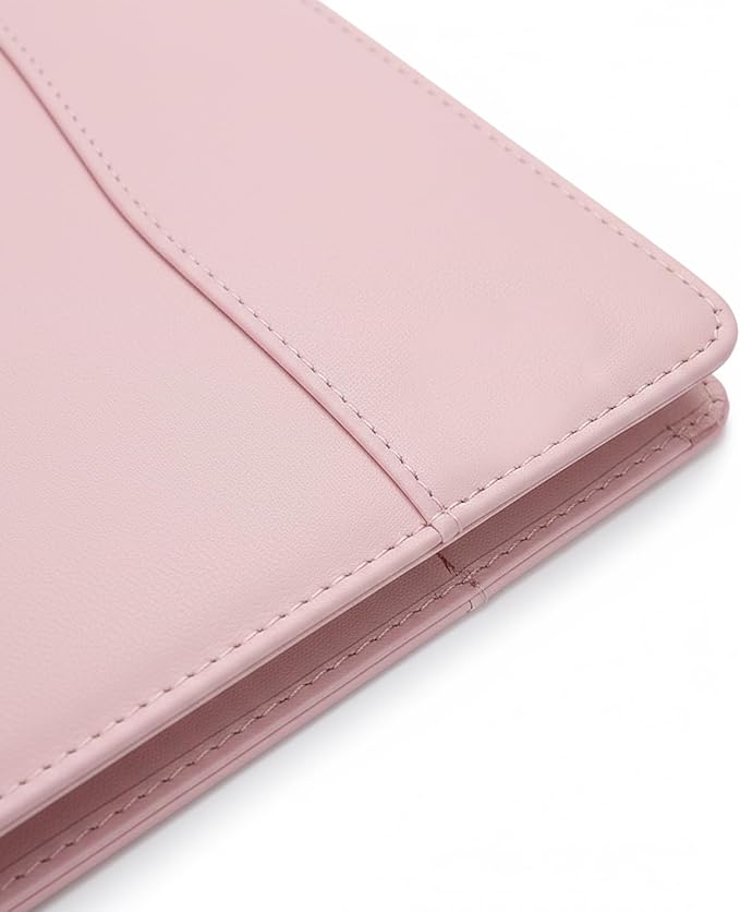 PU Leather Portfolio Folder with 30 Pages Paper Padfolio Business Organizer Document Planner Binder Storage Pocket for Legal Pad Holder Paperwork Phone Men Women (A4, Pink)
