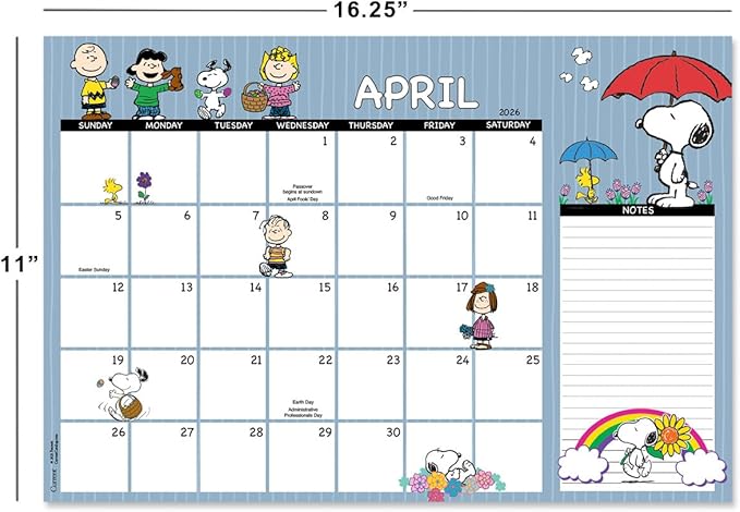 Current 2026-2027 PEANUTS Desk Calendar Pad, 11-Inch x 16-1/4-Inch Size, Large 24-Month Bookstore-Quality Calendars for Kitchen & Office
