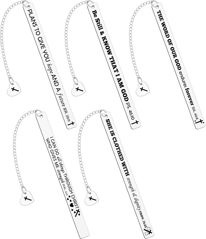 5 Pcs Bible Verse Metal Bookmark Christian Gifts for Women Men Girls Boys,Inspirational Religious Bookmarks Gifts for Reading Women Friends Students Teachers First Communion Gifts