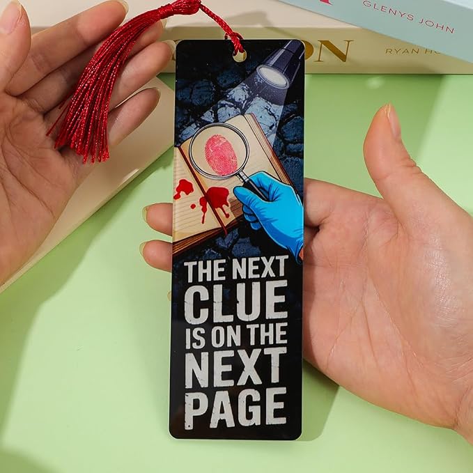 4Pcs Crime Scene Bookmark Set Acrylic, True Crime Book Marks with Tassels, Mystery Thriller Lover Gifts (4pcs True Crime)