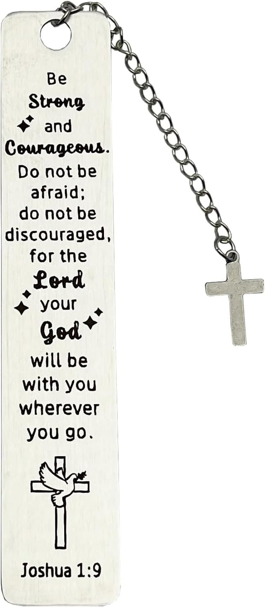 Bible Bookmarks Book Markers, Metal Christian Bookmark Gift Accessories (Joshua 1:9)