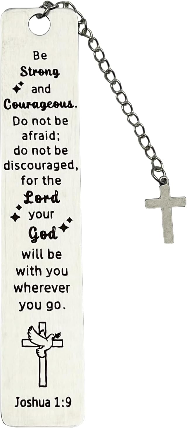 Bible Bookmarks Book Markers, Metal Christian Bookmark Gift Accessories (Joshua 1:9)