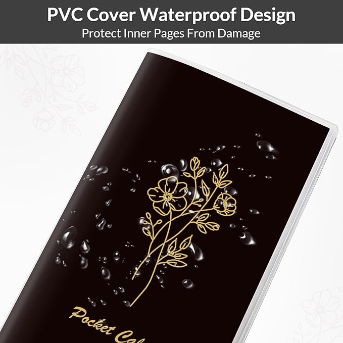 KONVINIT Pocket Calendar 2025-2027, Pocket Planner 2026-3.7" x 6.7" - Runs from September 2025 Until December 2027, Monthly Planner 2025-2027 with PVC Cover for Planning, Black