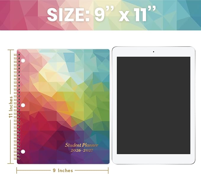 Student Planner 2026-2027 - School Planner 2026-2027, August 2026 - June 2027, 9" x 11", 26-27 Academic Planner Weekly and Monthly, Student Planners with Stickers, 3-Hole Punched, Monthly Tabs