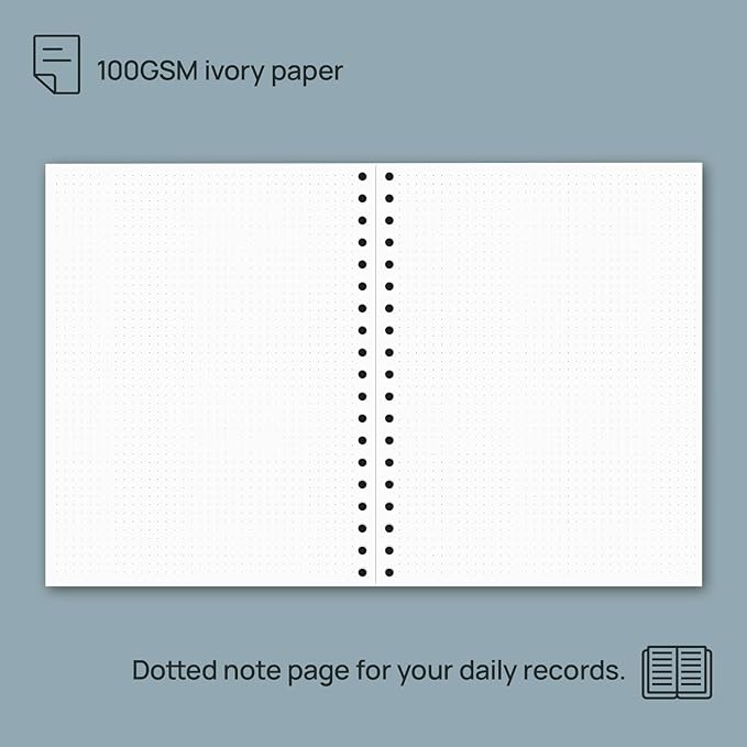 POPRUN Monthly Planner 2026-2027 Spiral Hardcover (8'' x 10''), 18 Months Calendar (Jan.2026-Jun.2027) - 2 Pages per Month with Dotted Note Pages, Sunday Start, Laminated Tab - Haze Blue
