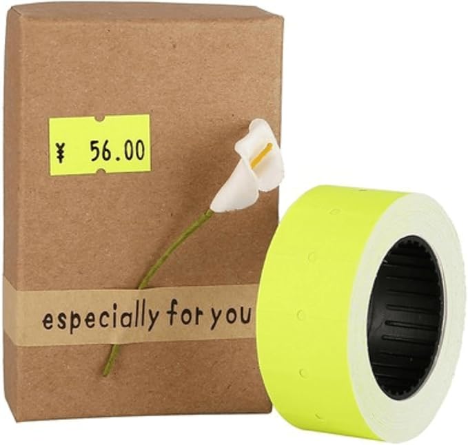 MX-5500 Price Labels, Adhesive Sticker Marker Label, 10 Rolls Sticky Paper Labels for Price and Date Guns,1 Line 5000 Labels, 1pcs Ink Roll Included Yellow