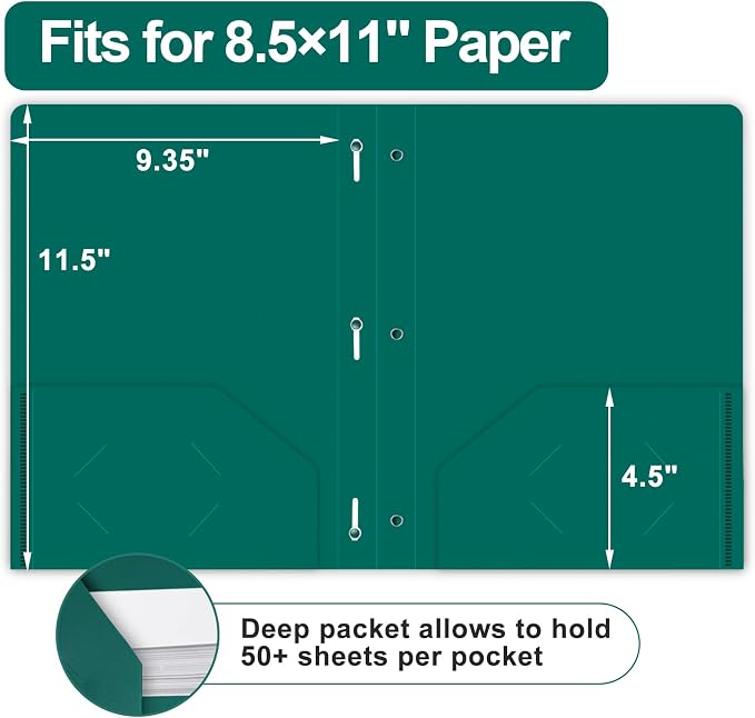 Two Pocket Folders with Prongs, LAYZZ 60 Pack Poly Plastic Folders, Heavy Duty Plastic Folders with Pockets and Prongs, Letter Size, 6 Colors, for Offices and Schools