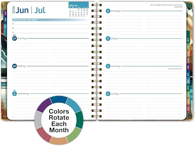 HARDCOVER Academic Year 2026-2027 Planner: 14 Months (May 2026 Through June 2027) 8.5"x 11" Daily Weekly Monthly Planner Yearly Agenda. Bookmark, Pocket Folder and Sticky Note Set (Lake View)