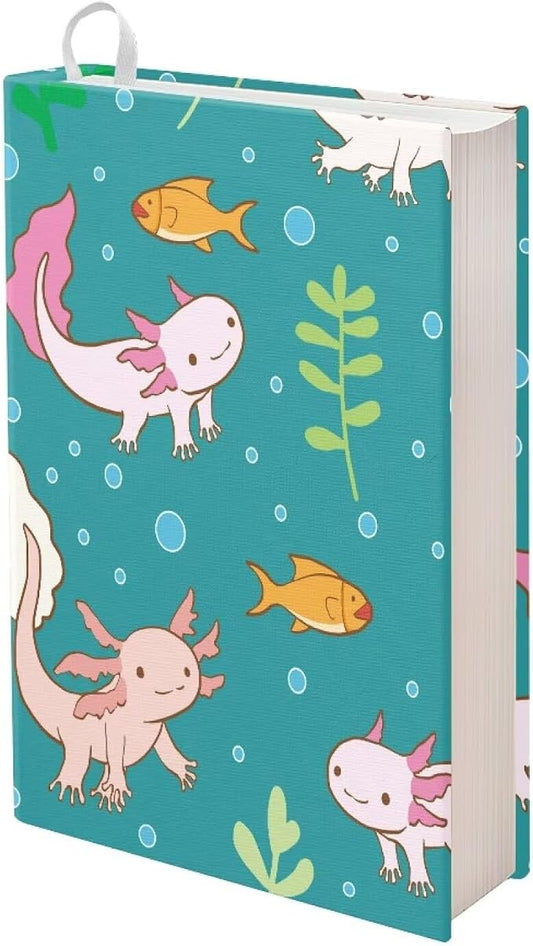 Dreaweet Axolotl Cartoon Book Covers for Girls Boys Kids Stretchable Book Sleeve Protector 9 x 11 Inch Hardcover Book Socks Back to School Gifts