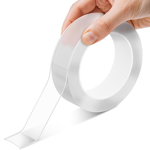 Clear Double Sided Tape Heavy Duty - Acrylic Adhesive 9.84 Ft x 1.2" with 2.2 Lb Hold, Removable No Residue, Weather Resistant - Strong Two Sided Tape Heavy Duty for Wood, Glass, Metal & DIY Projects