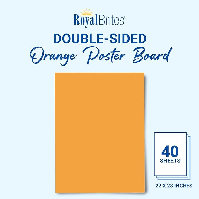 Royal Brites, Orange Poster Board, 22 x 28 Inches (25 Sheet Pack)