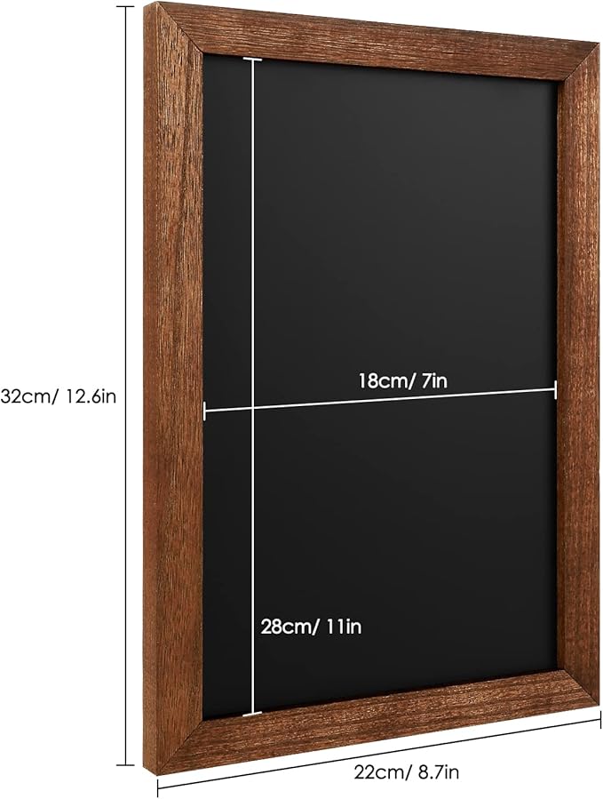 TORASO Chalkboard, Wood Frame Magnetic Chalkboard Sign, Rustic Walnut Wood Framed Chalk Board for Wedding, Kitchen, Bar, Restaurant, Menu & Home Decor, Hanging Chalkboards, 8.7" x 12.6"(BN-2232)