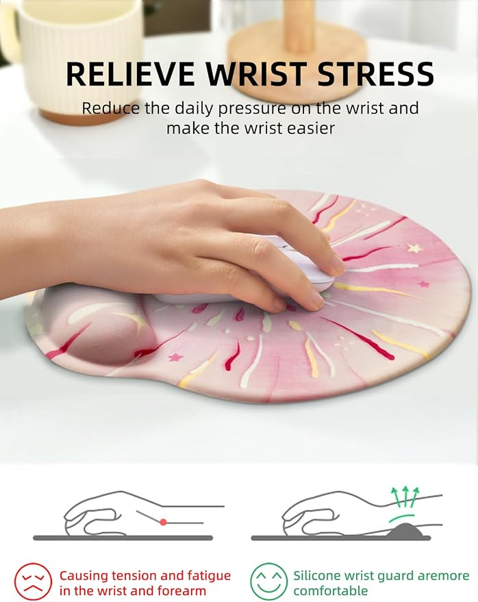 Lily Floral Mouse Pad Wrist Support Wrist Rest, Flower Ergonomic Mouse Pad with Non-Slip Base for Office Gaming Working Computers,Desk Accessories Pain Relief Mouse Mat, Heart
