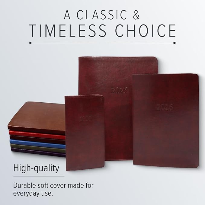 Gallery Leather Large Weekly Monthly Planner 2025-2026,Elegantly Bound Calendar Planner and Notebook with Stylish Gold-Gilded Page Edges, 12 Months - Acadia Green - 9.75 x 7.5 "
