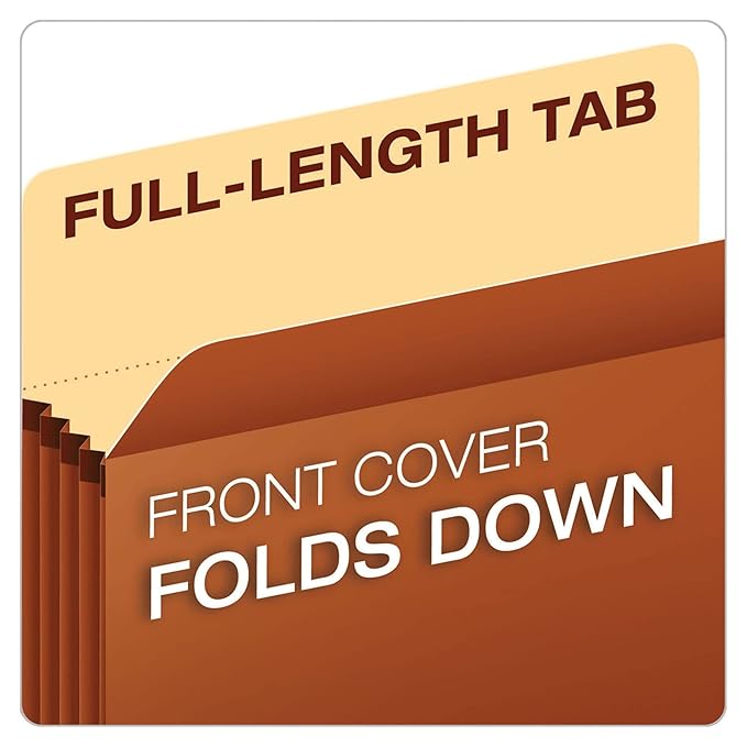 Pendaflex Expanding File Pockets, Letter Size, 5.25" Expansion, Reinforced with DuPont™ Tyvek® Material, Redrope, 10 per Box (1534G-OX)