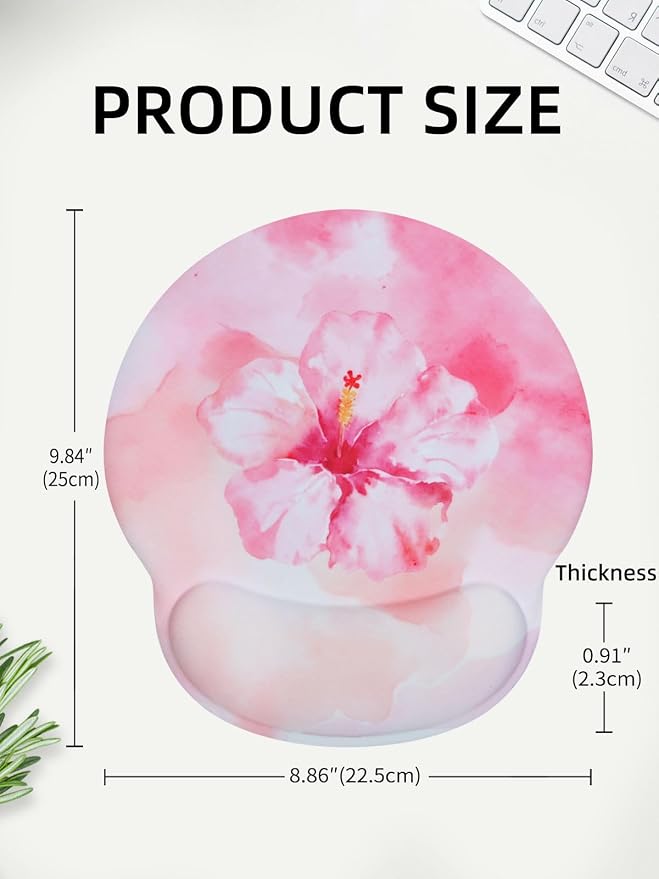 Lily Floral Mouse Pad Wrist Support Wrist Rest, Flower Ergonomic Mouse Pad with Non-Slip Base for Office Gaming Working Computers,Desk Accessories Pain Relief Mouse Mat, Pink