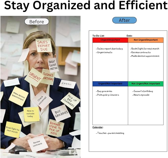Eisenhower Matrix Planner, Priority To-Do List Notepad with 50 Pages, 8" x 5", Productivity Planner with 4-Quadrant Task Management, Daily Calendar Organizer for Work and Home