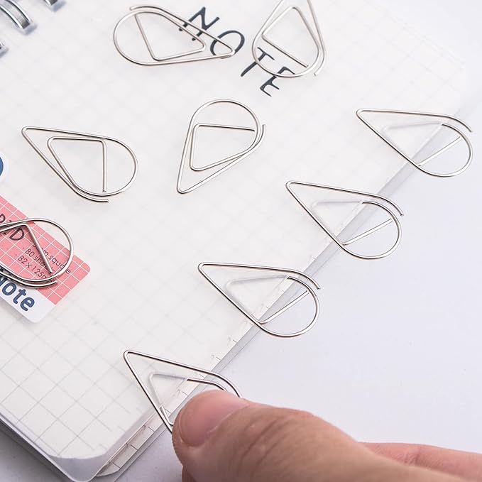 300 Pieces Silver Cute Paper Clips Smooth Stainless Steel Drop-Shaped Wire Small Paperclips for Office Supplies Wedding Women Girls Kids School Students Paper Document Organizing by VENCINK