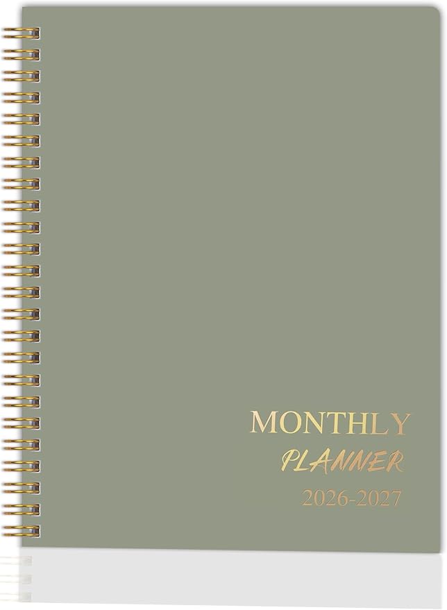 2026-2027 Monthly Planner - Jan. 2026 - Dec. 2027, 2 Year Calendar 2026-2027 Monthly Planner, 7.5" x 10", 24 Months Calendar with Note Pages, Twin-wire Binding, for Office, School Home Planning - Green