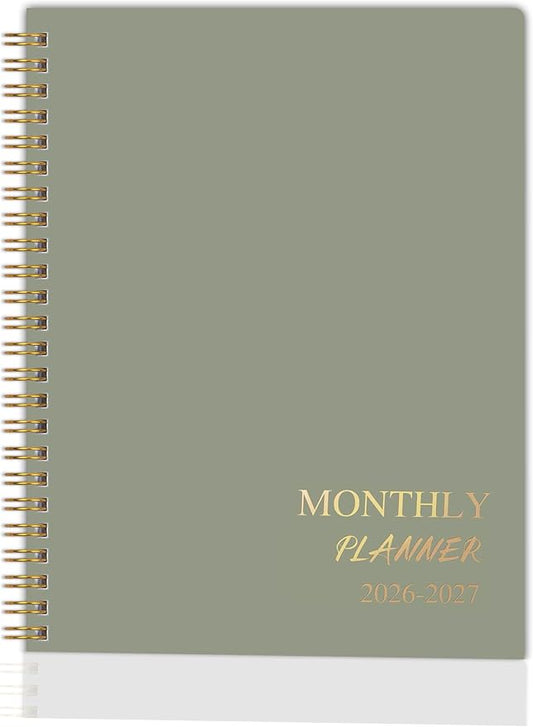 2026-2027 Monthly Planner - Jan. 2026 - Dec. 2027, 2 Year Calendar 2026-2027 Monthly Planner, 7.5" x 10", 24 Months Calendar with Note Pages, Twin-wire Binding, for Office, School Home Planning - Green