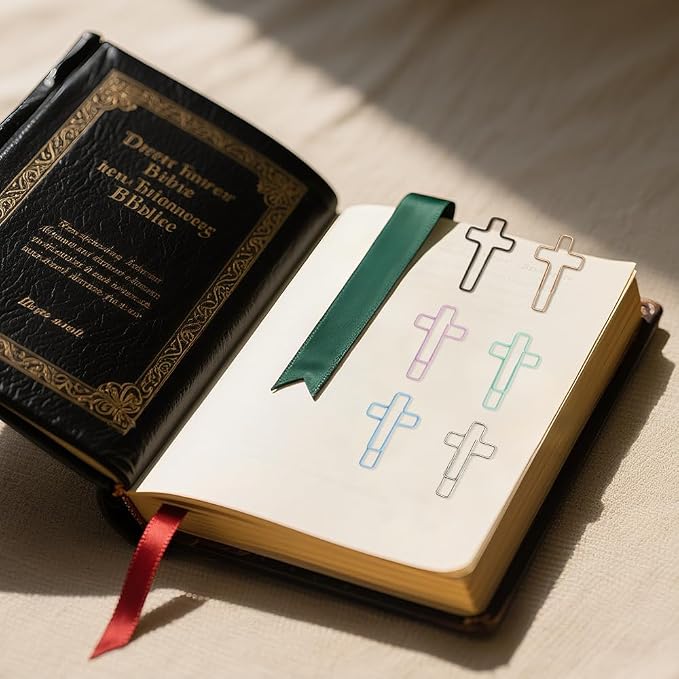100PCS Cross Paper Clips Bible Bookmark Christian Bookmarks Bible Study Supplies Paper Clips Christian Accessories for Women Cute Binder Clip Small Cross Clip Religious Gifts
